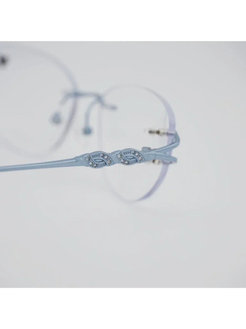 AIRLOCK JADE 201 407 Eyeglasses Rimless Blue 52mm Cat Eye Frame